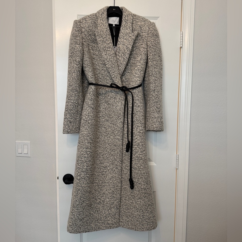 Alaiya Coat L’Academie Wool Black and White Long Coat Size Small - Picture 6 of 7